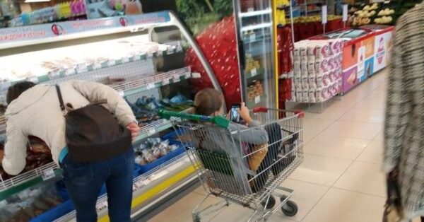 Размышления в супермаркете: оптовые овощи, дети и собаки в корзинах, упавшие продукты